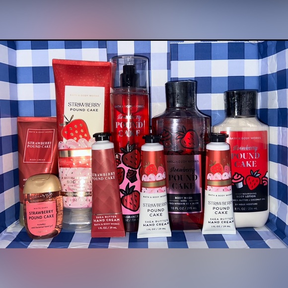 Lot of (9) Bath & Body Works Strawberry Pound Cake Fragrance Bundle
